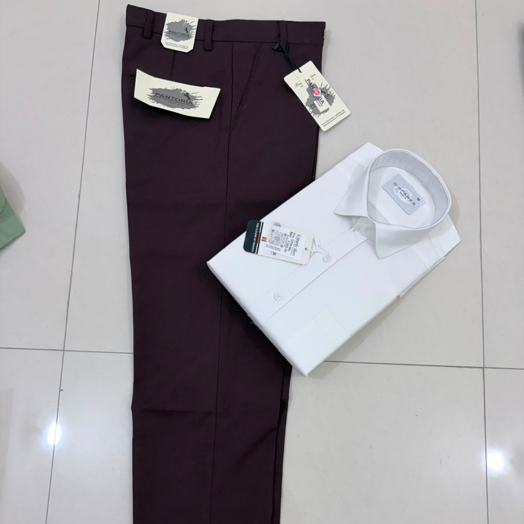 Men’s White Formal Shirt with Maroon Formal Pants