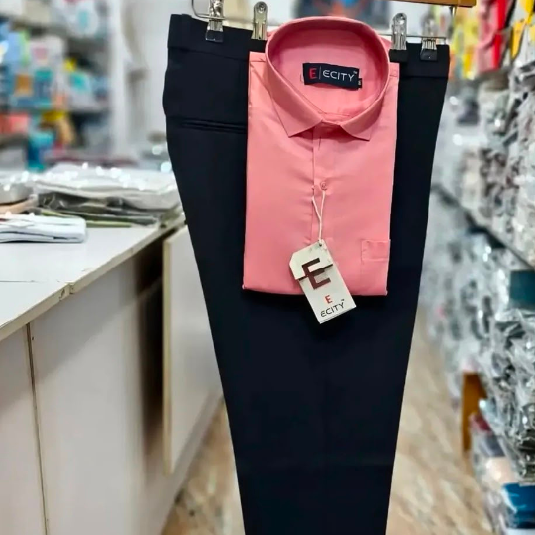 Men’s Pink Shirt with Black Formal Trousers