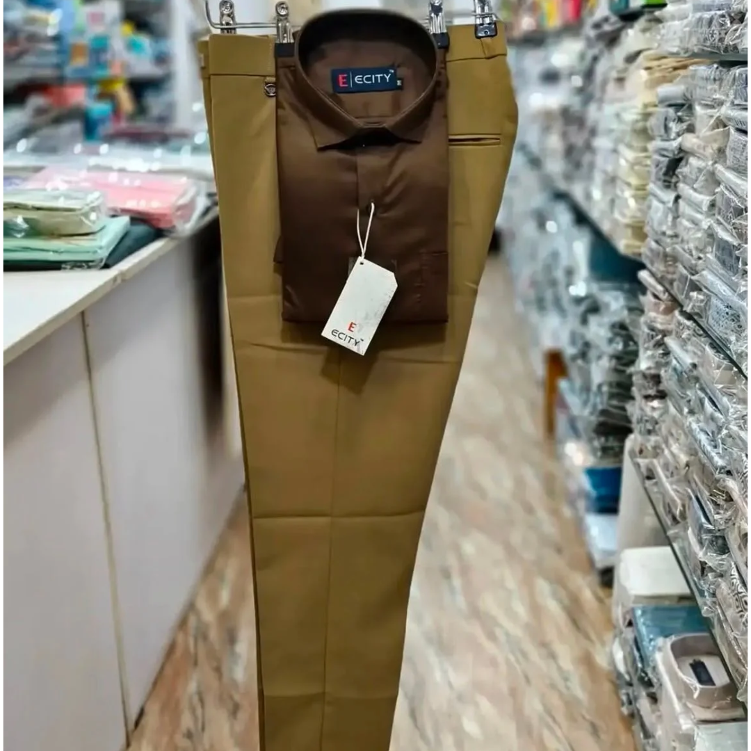 Men’s Brown Shirt with Olive Formal Trousers