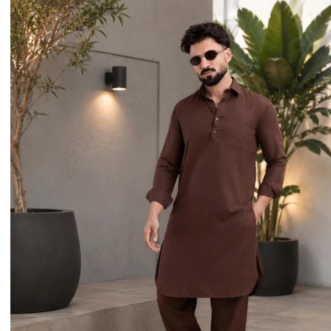 Men’s Brown Kurta Pajama Set