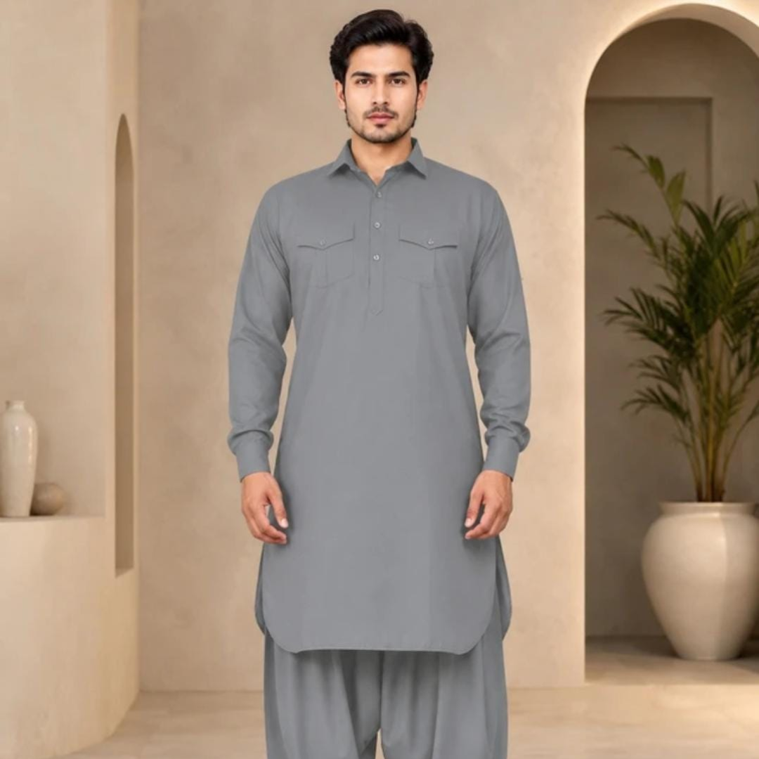 Men’s Grey Pathani Suit
